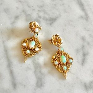 Kurt Goldschmidt 14K Gold Opal Drop Earrings